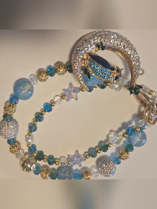 Other - Handcrafted Blue Crystal Star & Moon Bracelet
